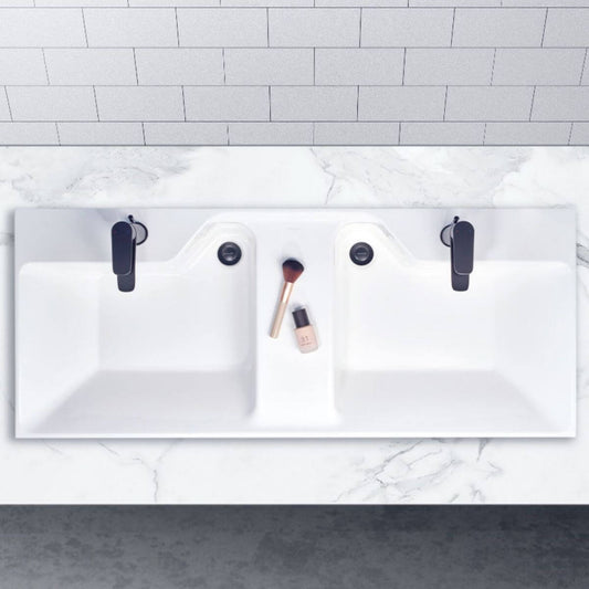 White rectangular ceramic sink