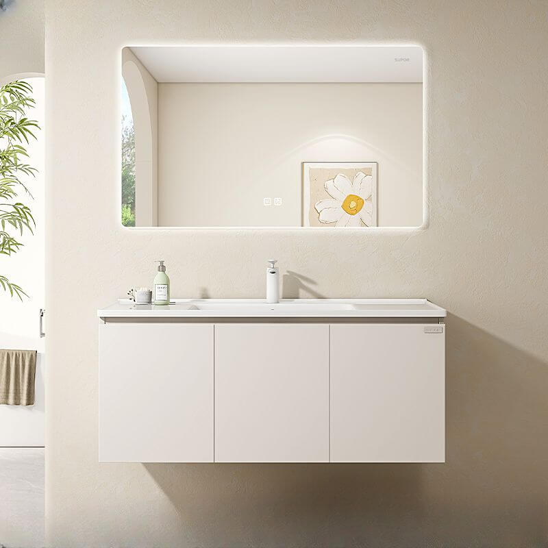 Contemporary metal base bathroom vanity