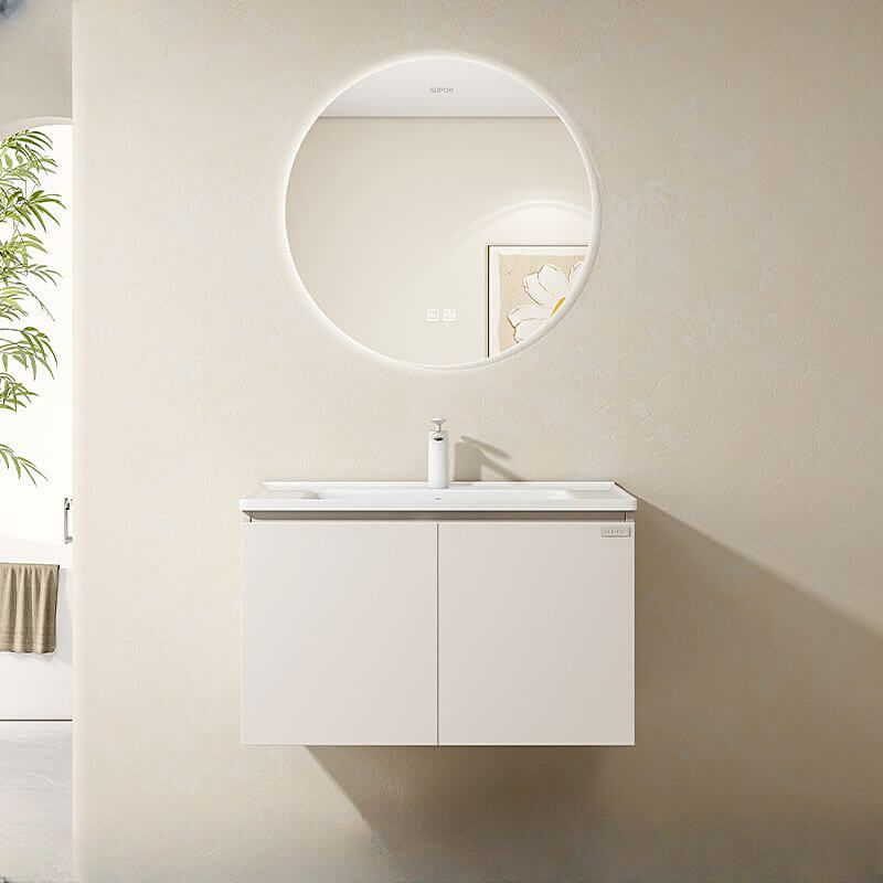 Spill proof vanity with ceramic countertop