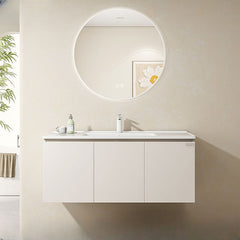 Modern bathroom vanity with round mirror