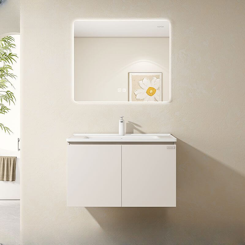 Wall-mounted chalk base vanity cabinet