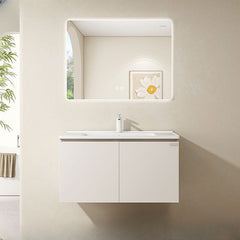 Contemporary metal base bathroom vanity