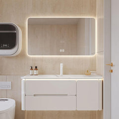 Sleek wooden base bathroom vanity