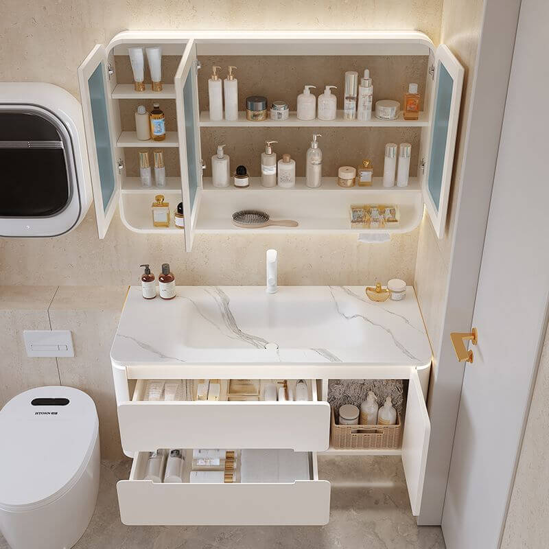 Stylish bathroom vanity with drawers and doors