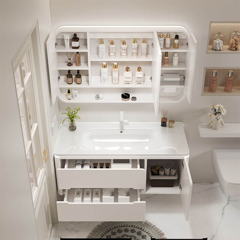 Modern bathroom vanity with white finish