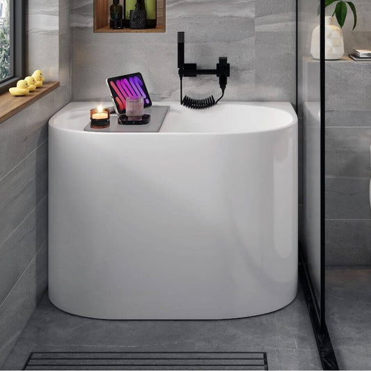 Back to wall freestanding bathtub design