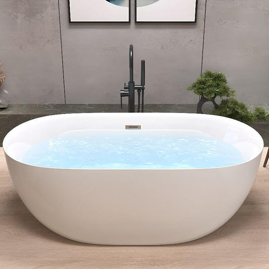 Close-up of roll top design on bathtub