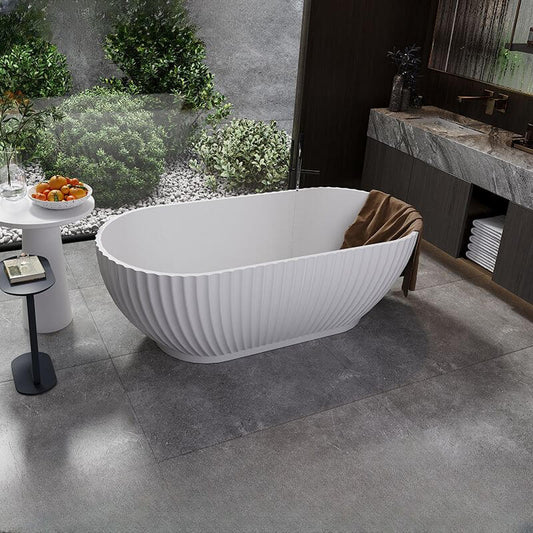 Chalk Oblong Soaking Tub Side View