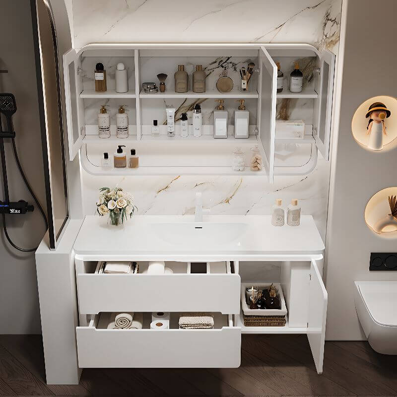 Modern bathroom vanity with spacious drawers