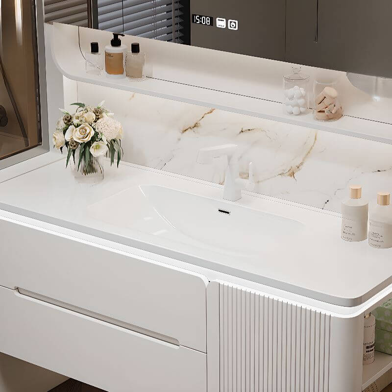 Sleek slate countertop on bathroom vanity