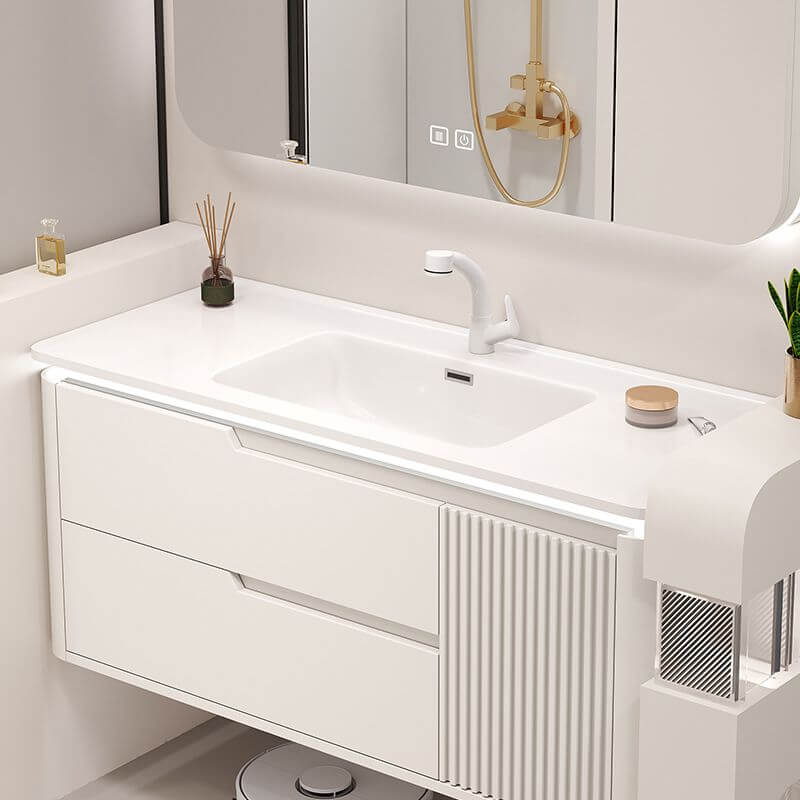 Modern bathroom vanity with ceramic countertop