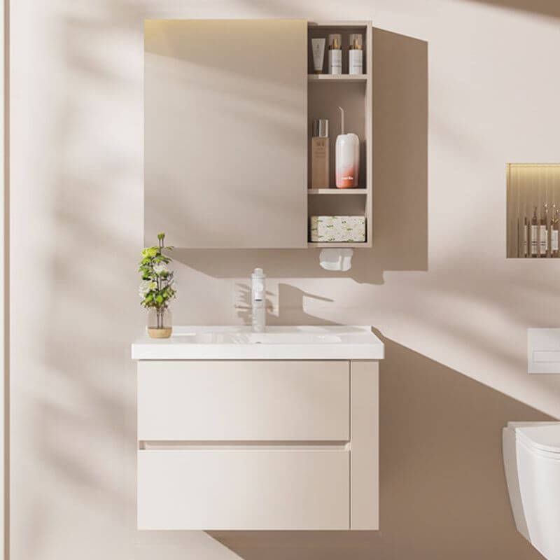 Bathroom featuring chic backsplash and decor