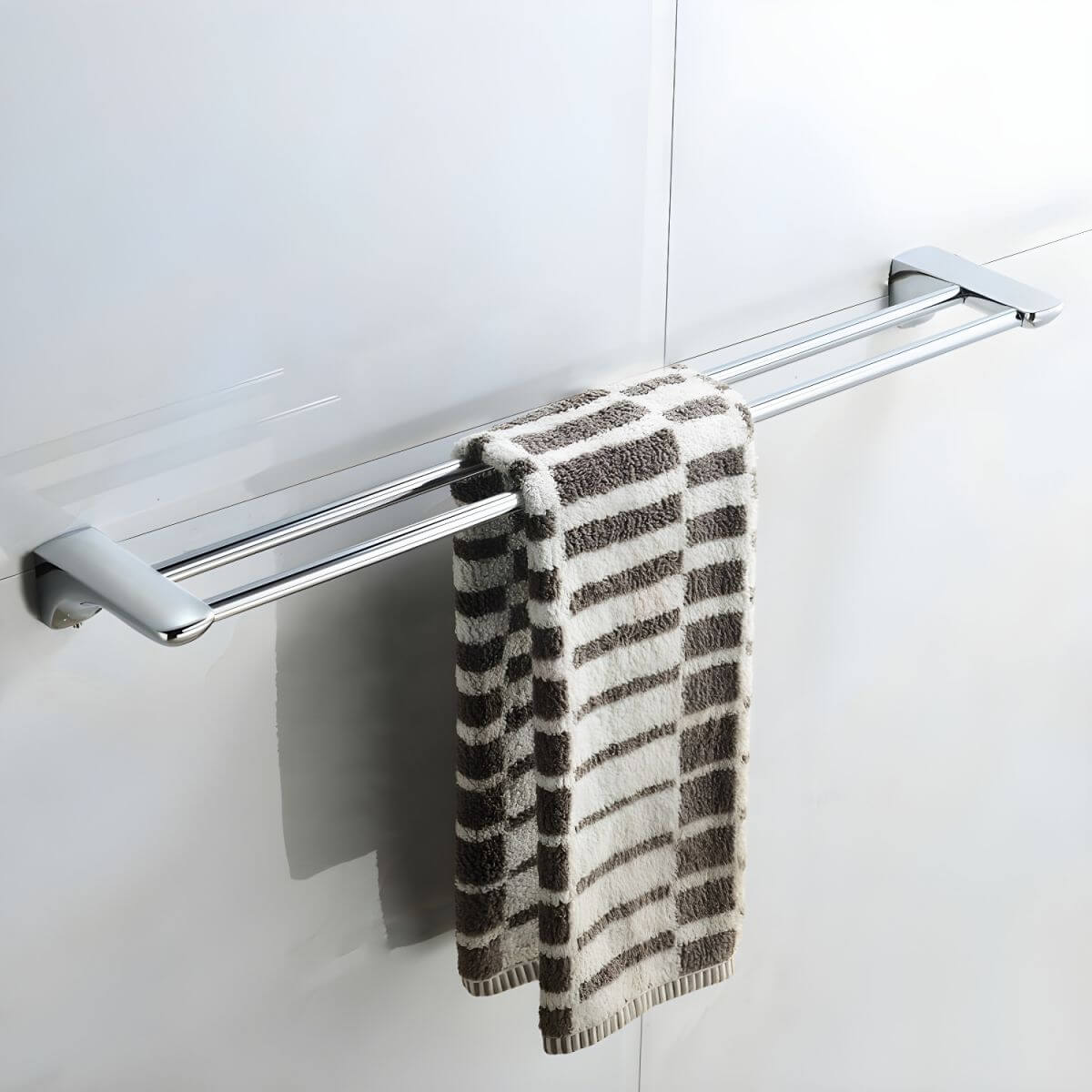 towel rack in bathroom