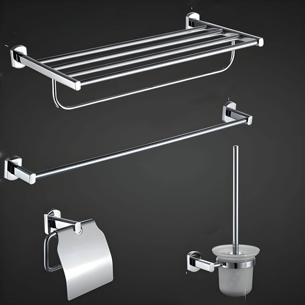 Elegant chrome finish bathroom accessories