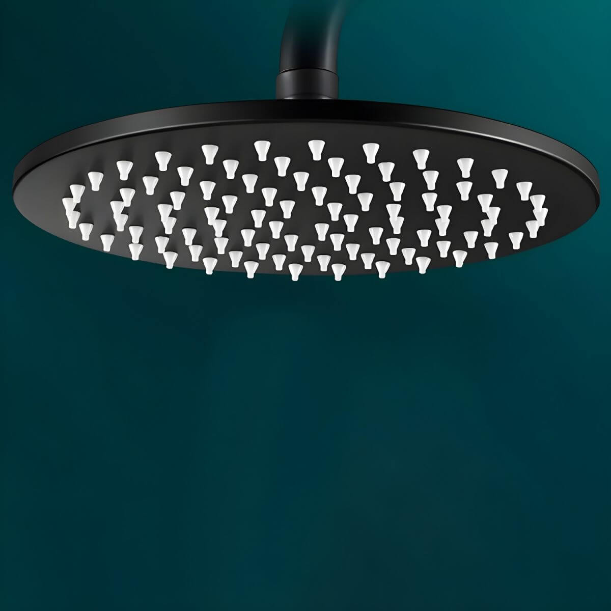 Black square water efficient fixed shower head