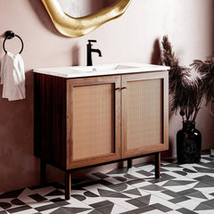 Free-standing Cocoa Vanity in Modern Style