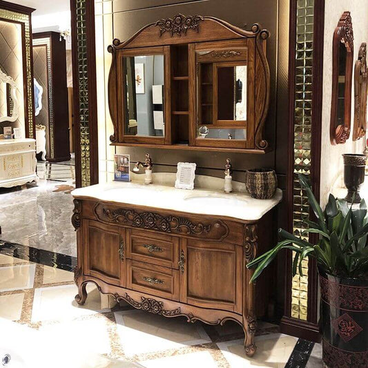 Cocoa Vintage Bathroom Vanity with Stone Countertop