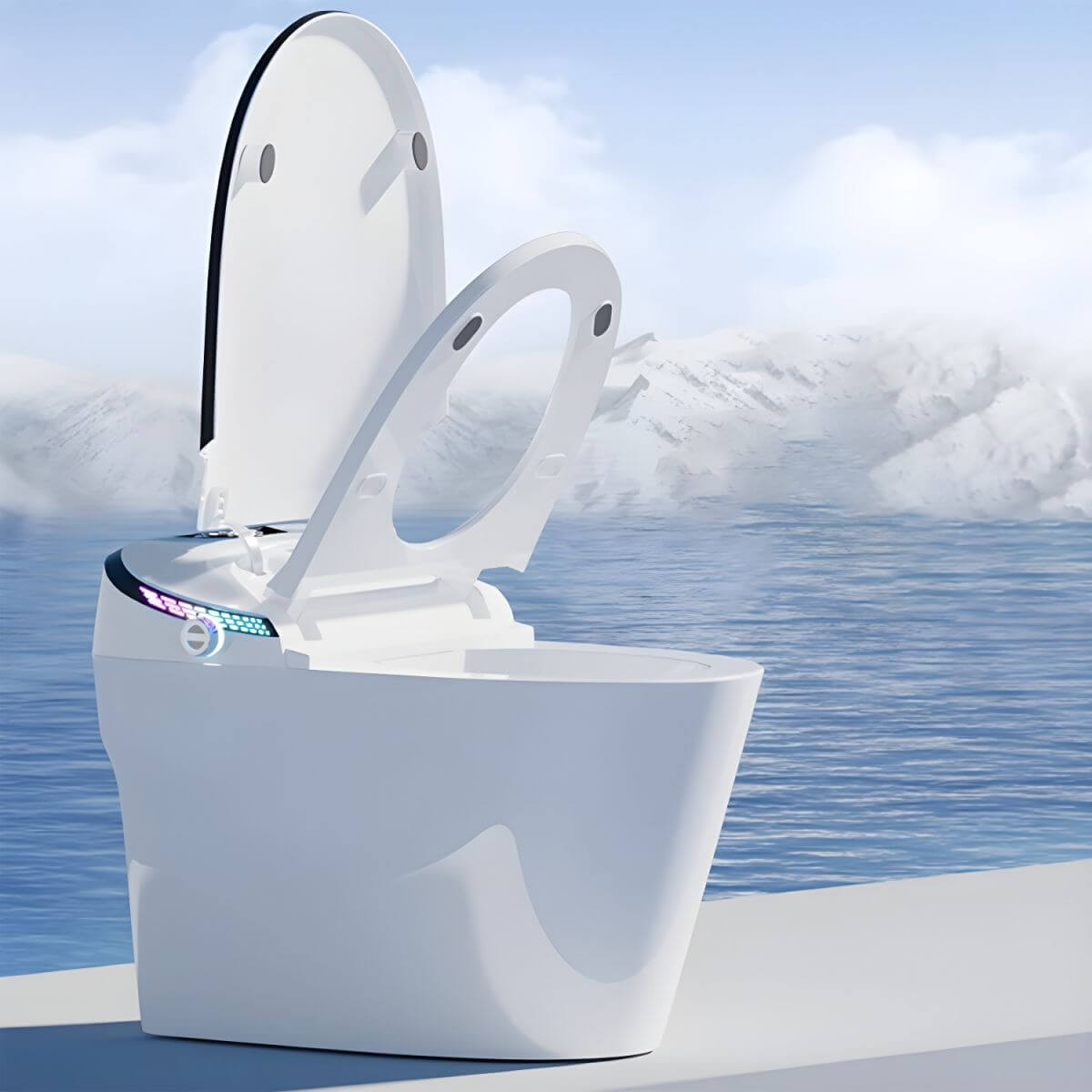 Comfort Fit Elongated Floor-Mount Bidet - White-Silver