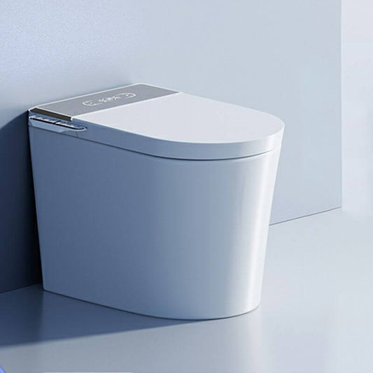 Compact floor mount bidet with heated seat