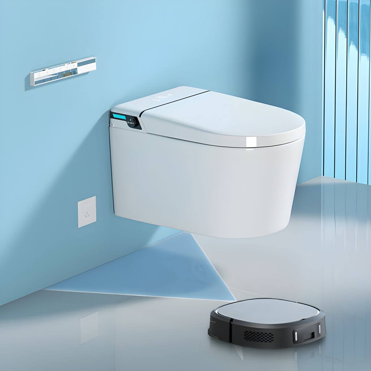 Compact White Elongated Bidet with Dryer View 1