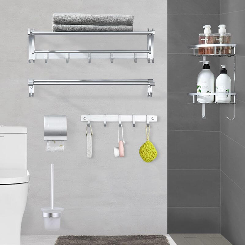 6-piece metal bathroom hardware set in black