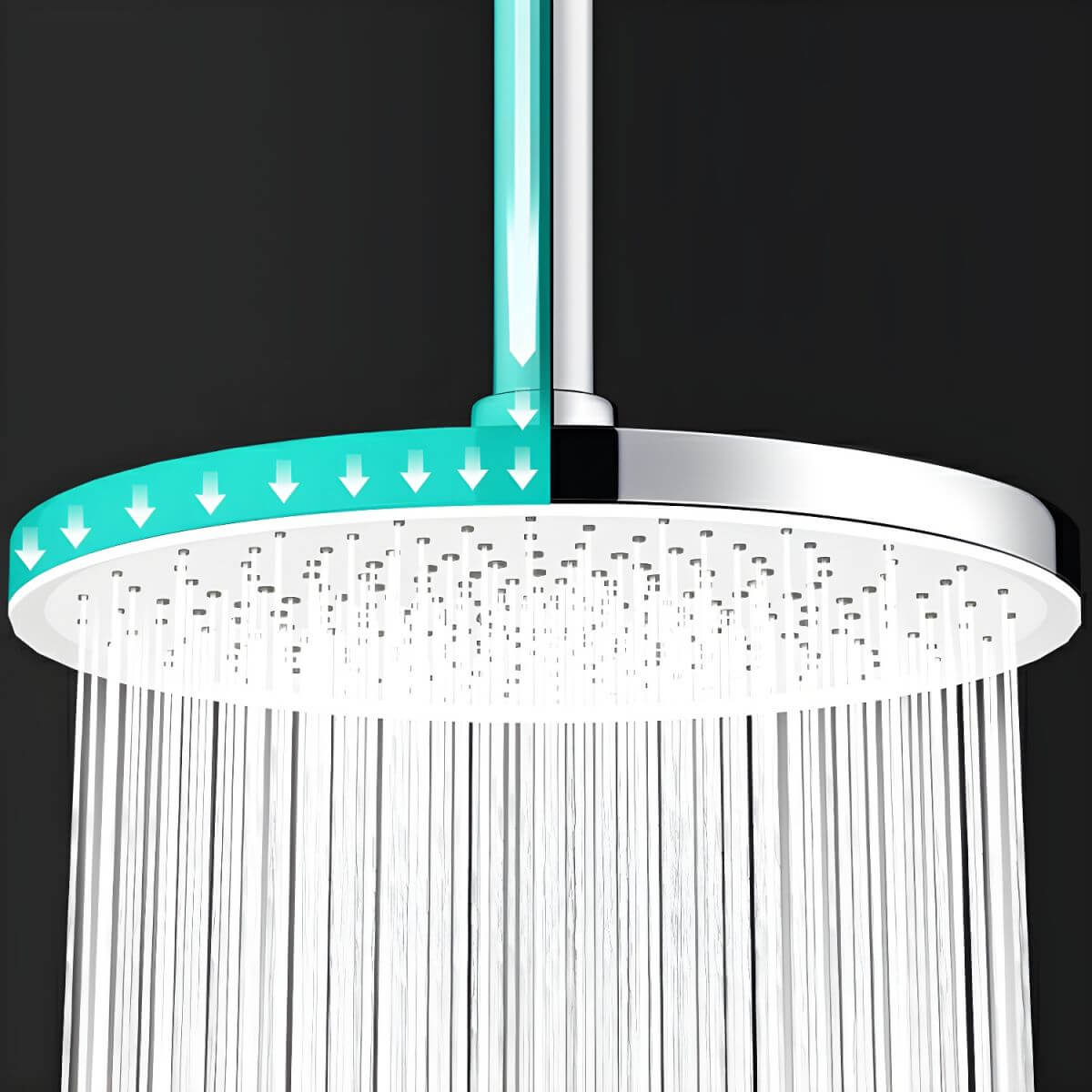 Contemporary overhead shower in white finish