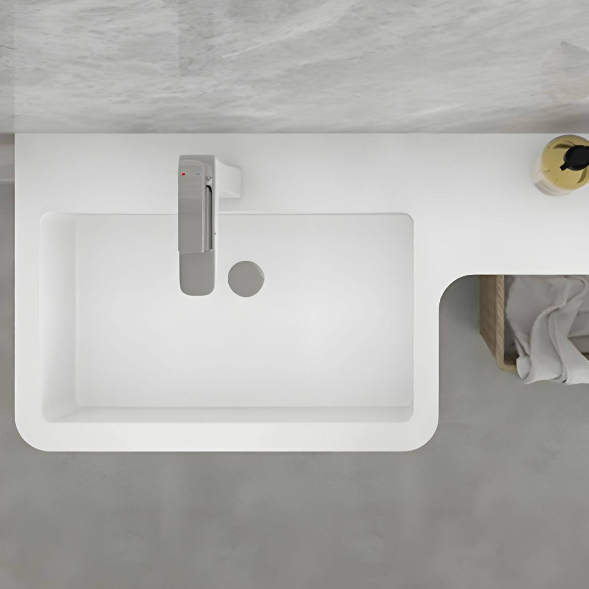 Contemporary artificial stone sink in luxury bathroom