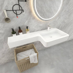 Contemporary wall mount bathroom sink in matte white