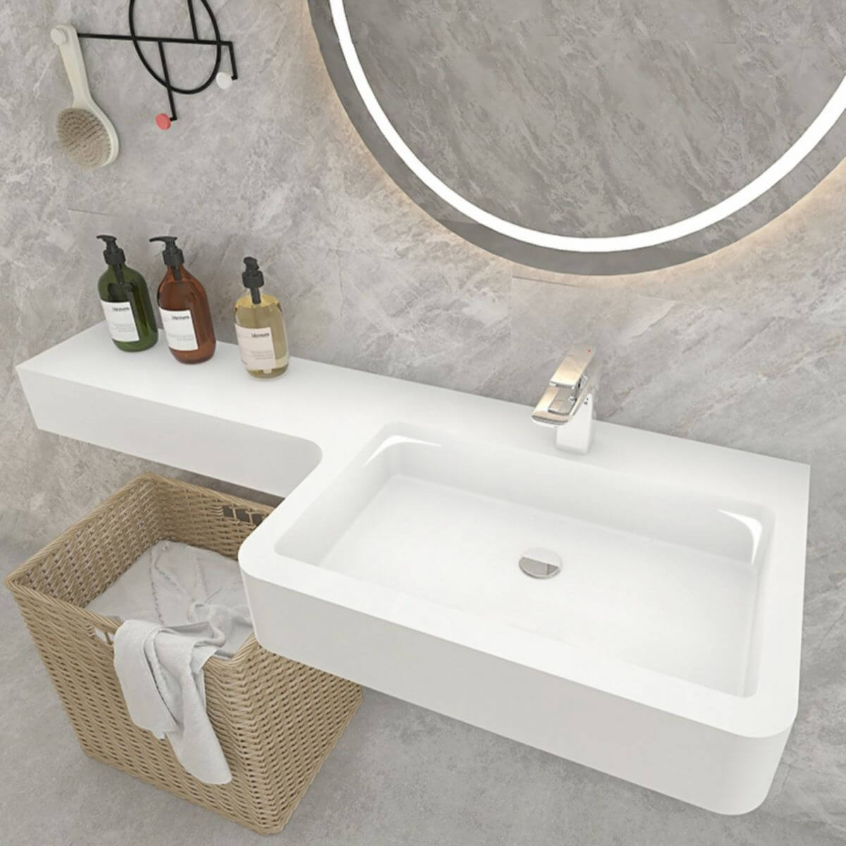 P shape bathroom sink showcasing modern craftsmanship