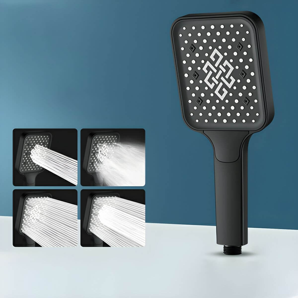 Wall-mounted black handheld shower head