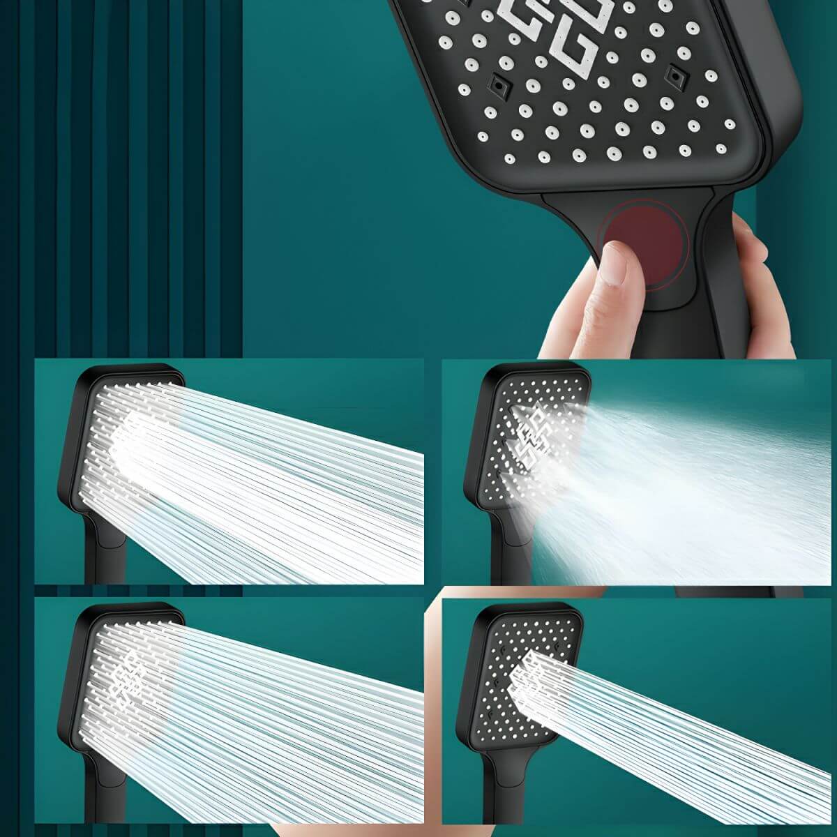 Grey plastic shower head for bathroom