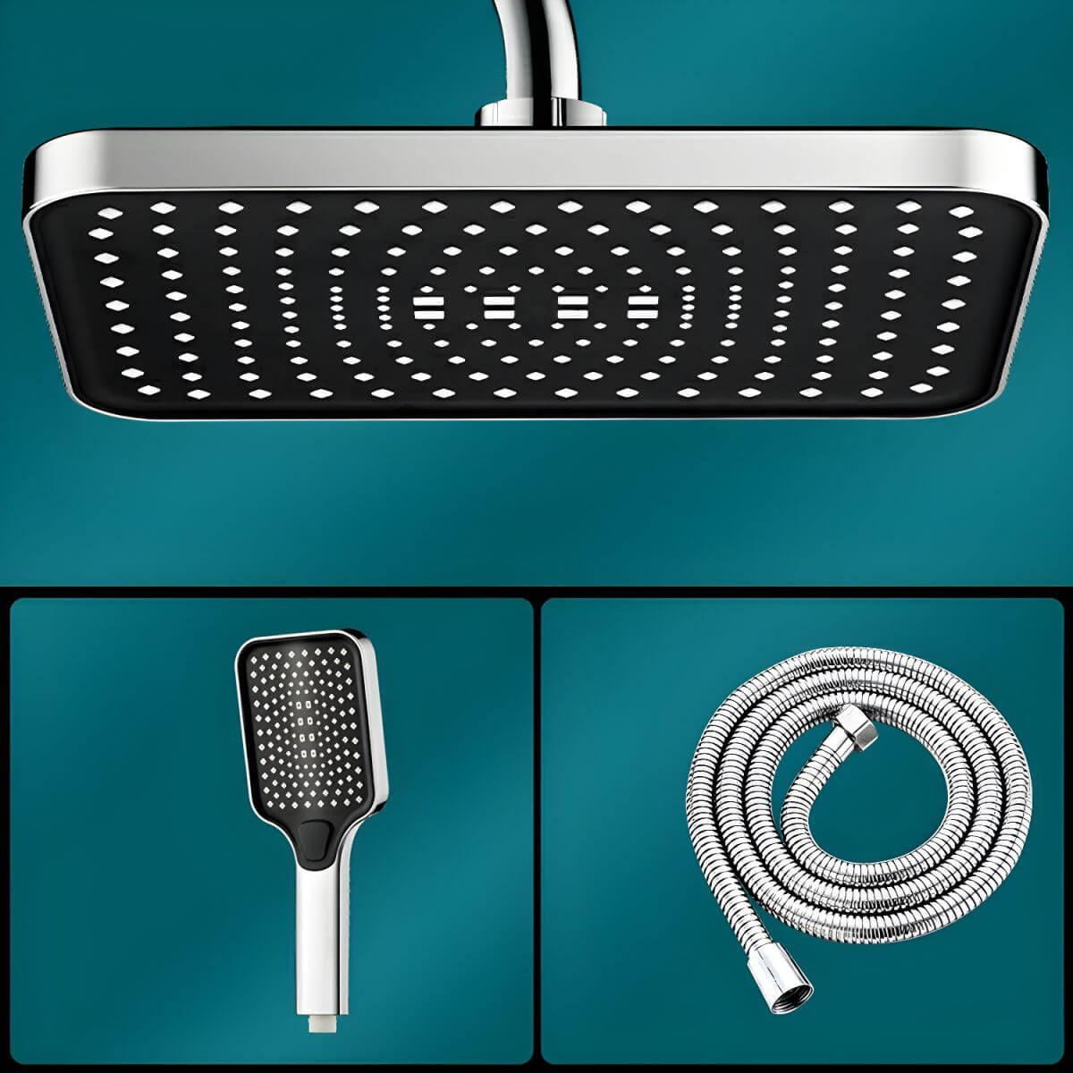 Contemporary Rain Fall Shower Head in Black Finish