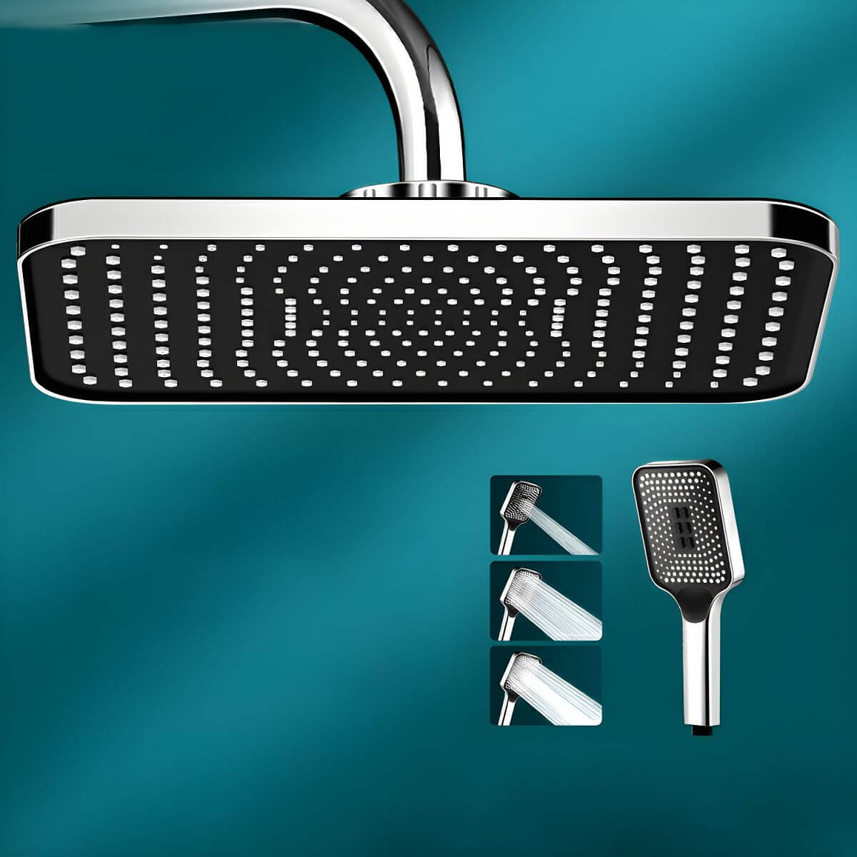 Sleek black shower head combo installation