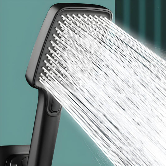 Black handheld shower head with adjustable spray