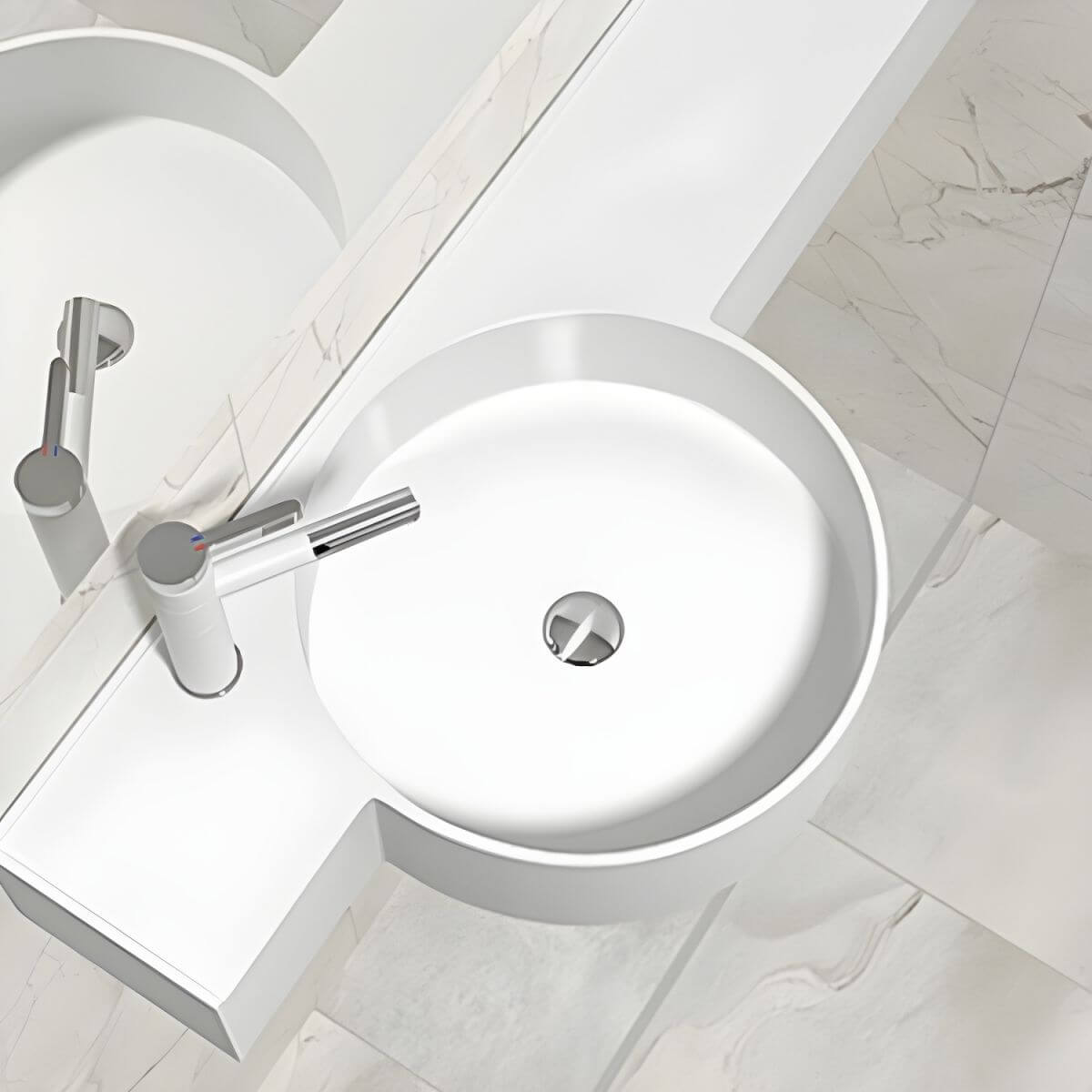 Contemporary wall mount bathroom sink in bright white finish