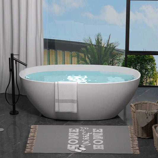 Contemporary oblong freestanding bathtub in matte white