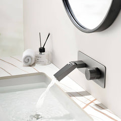 Contemporary wall mounted brass faucet in black