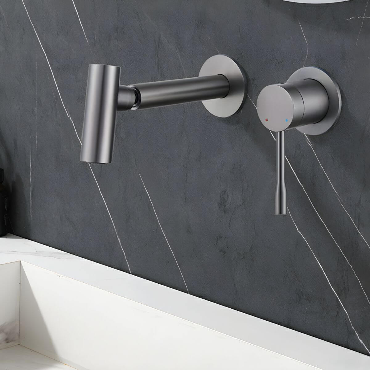 Wall mounted faucet in sleek black finish