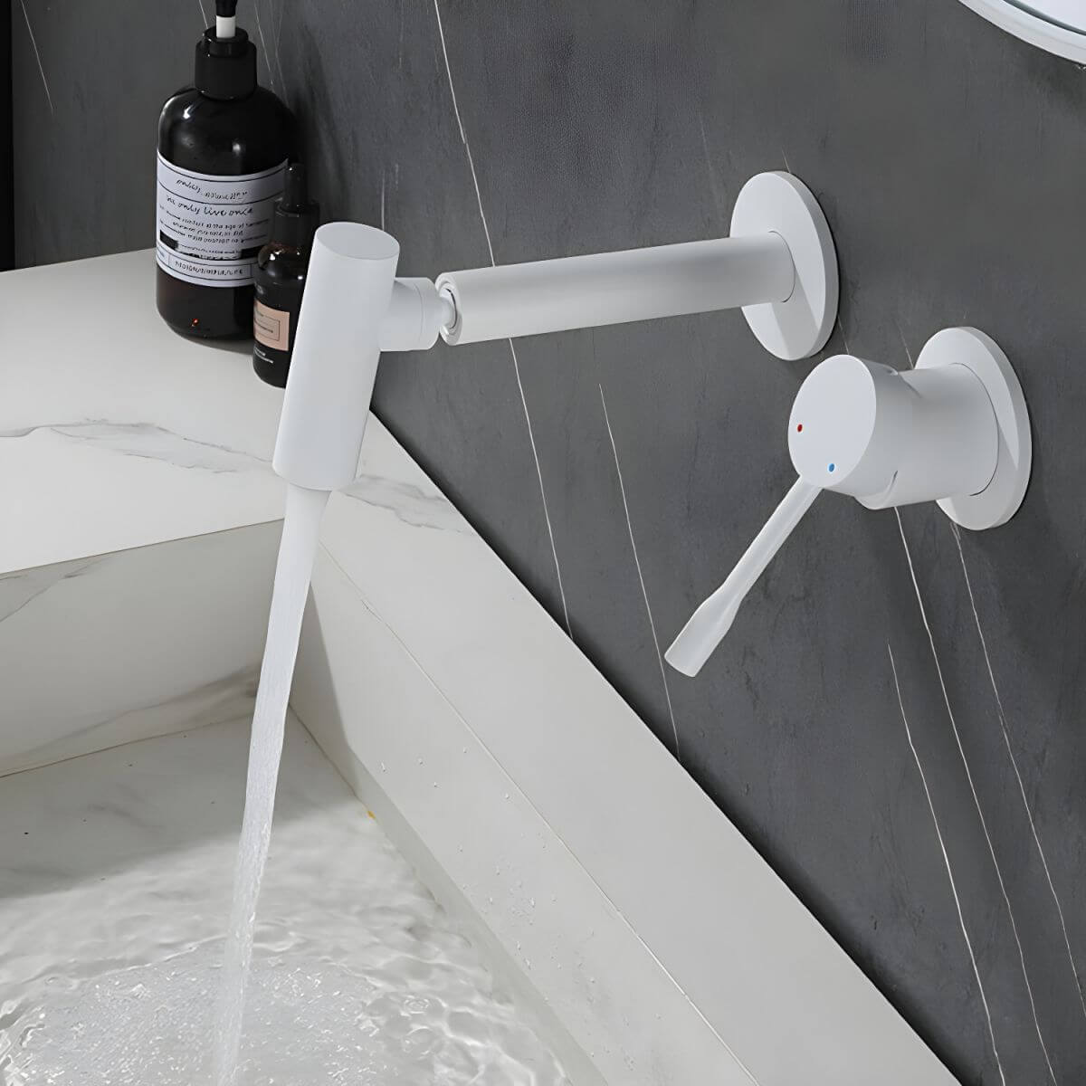 Wall mounted faucet in sleek black finish