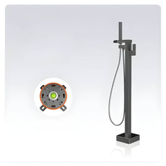 Copper floor mounted bathtub faucet in black