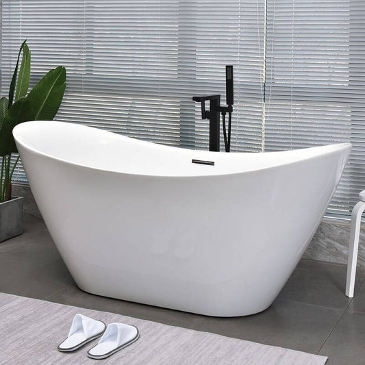 Modern oblong bathtub in a stylish bathroom