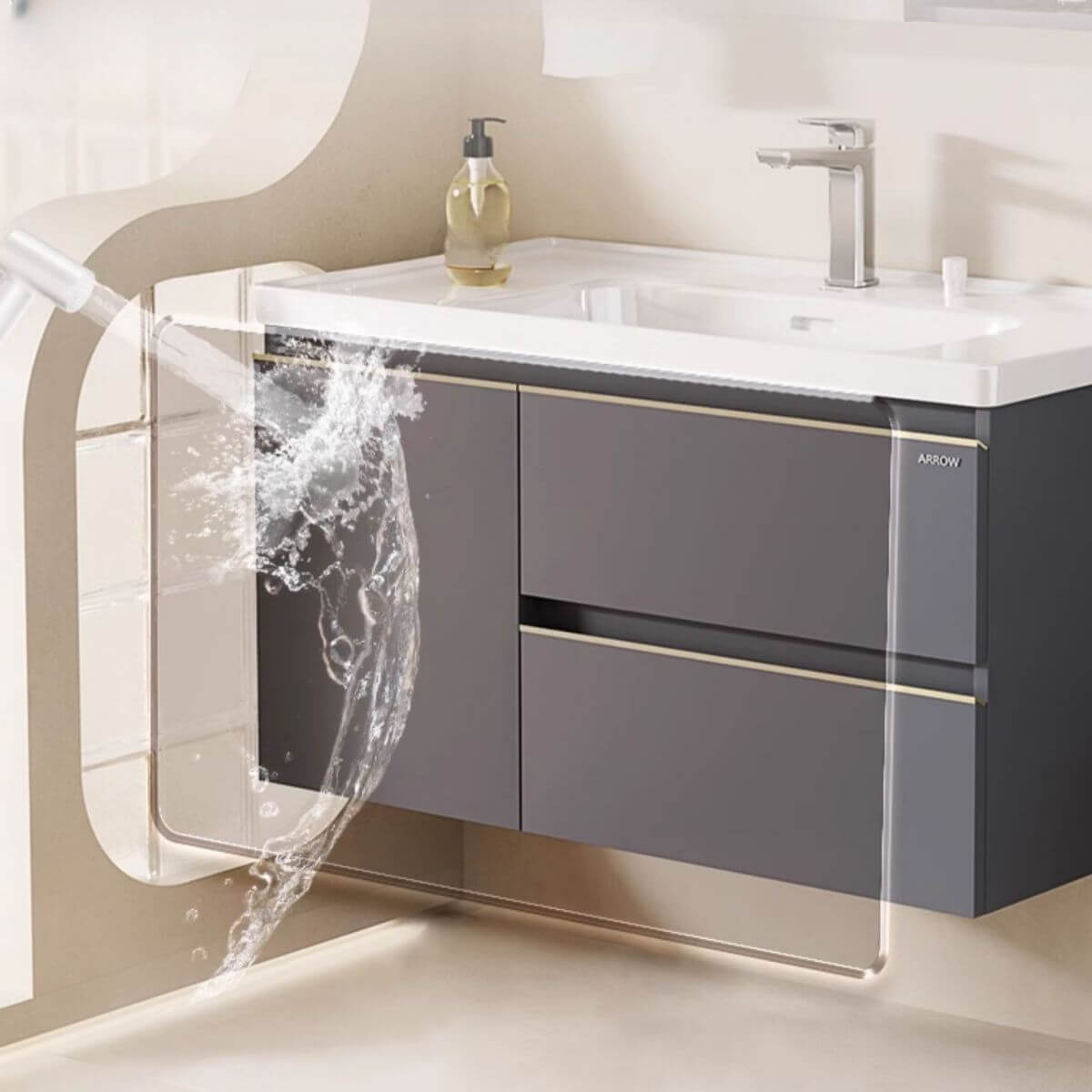 Dove Grey Vanity in Modern Bathroom