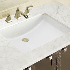 white ceramic sink with overflow hole