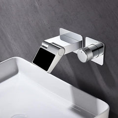 Stylish faucet installation in minimalist bathroom