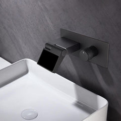 Contemporary faucet showcasing waterfall feature