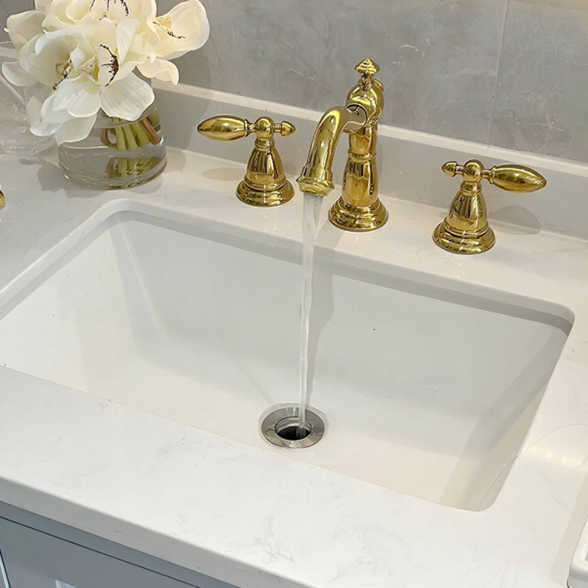 Widespread bathroom faucet installation