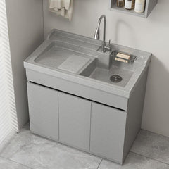 Sleek Metal Base of Bathroom Vanity