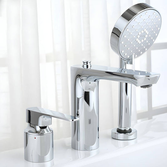 Elegant Chrome Roman Bathtub Faucet with Hand Shower front view