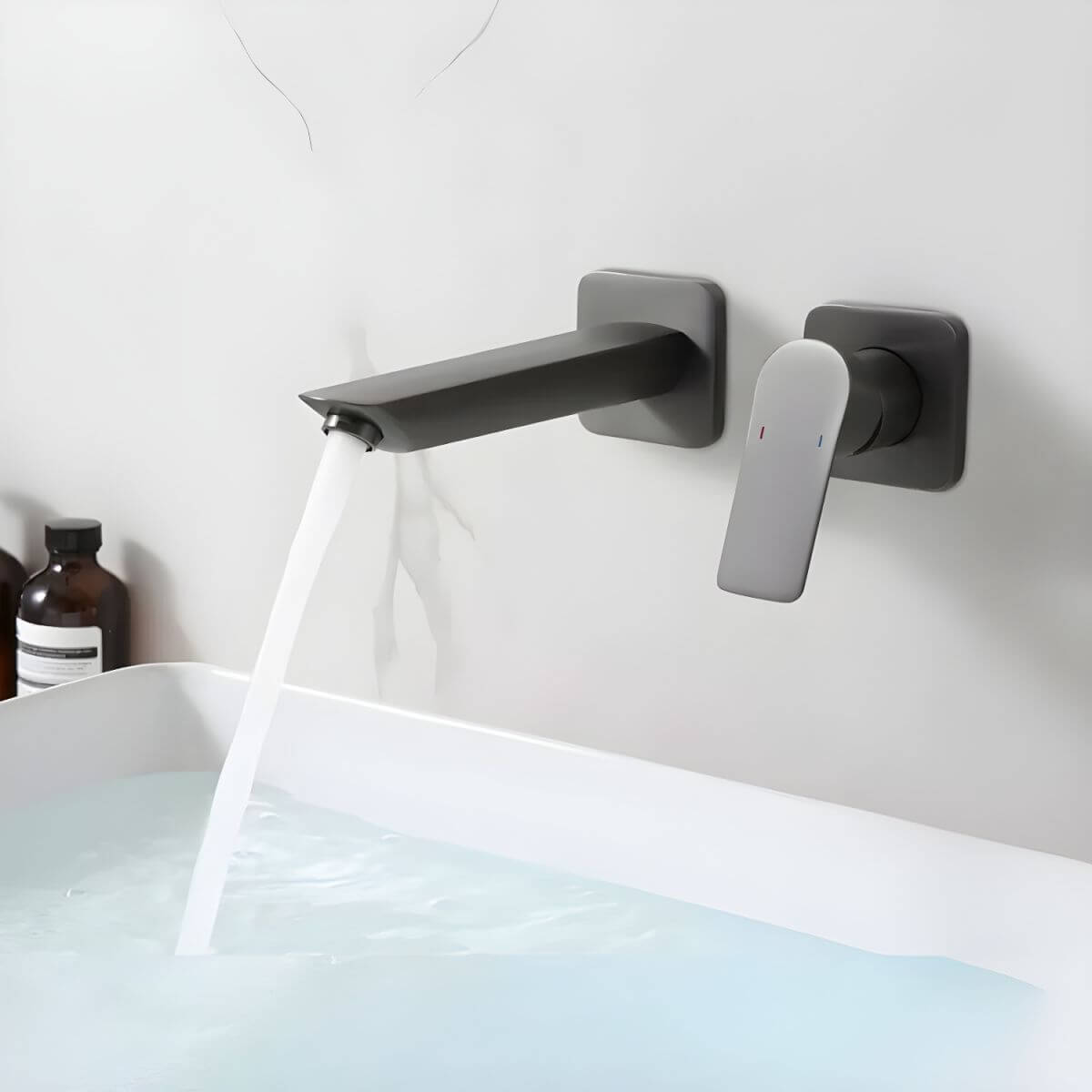 Gun grey wall mounted copper faucet