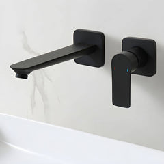 Modern black wall mounted faucet with lever handle